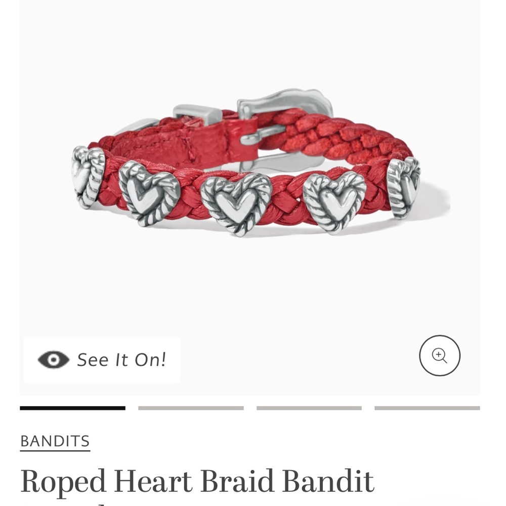 Brighton Roped Heart Braided Bandit Bracelet Lipstick Red